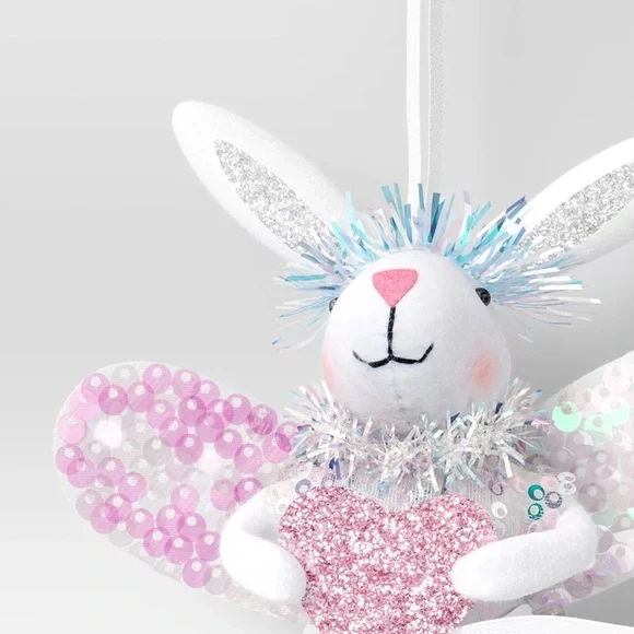 Christmas nwt Pink Bunny with Wings Ornament - Picture 3 of 3
